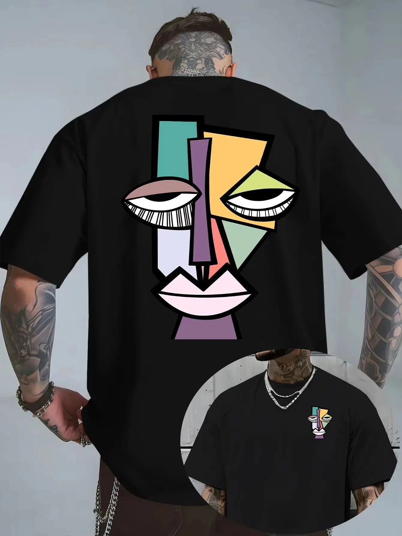 Cubist Art Cotton T-Shirt – Breathable Casual Tee