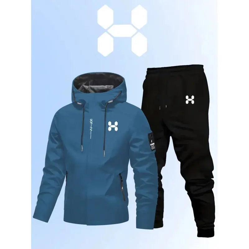 Trening Bărbați Din Fleece cu Glugă și Pantaloni Cu Fermuar