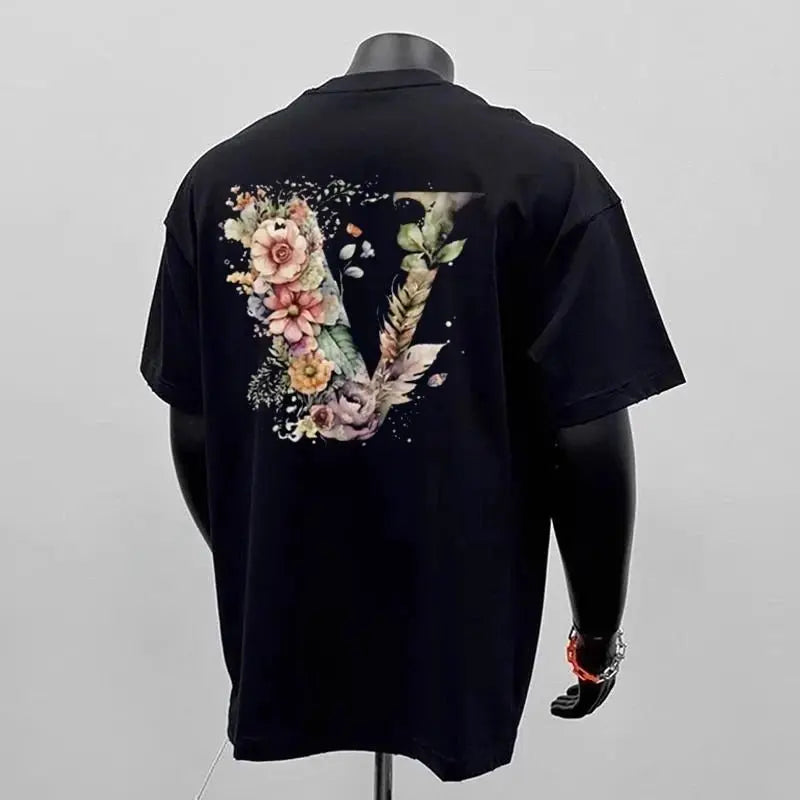 Fig-4 Color Watercolor Floral Graphic Cotton T-Shirt For Men