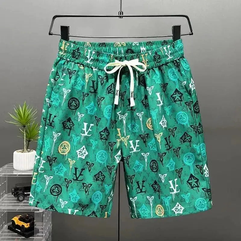 D30014 Color Men’s Floral Swim Shorts Quick-Dry Casual Beachwear