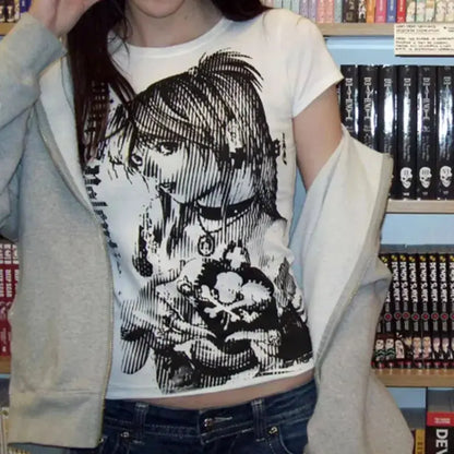 Tricou Streetwear Y2K Print Text Femei - spate