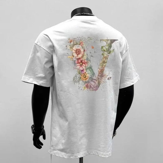 Watercolor Floral Graphic Cotton T-Shirt For Men