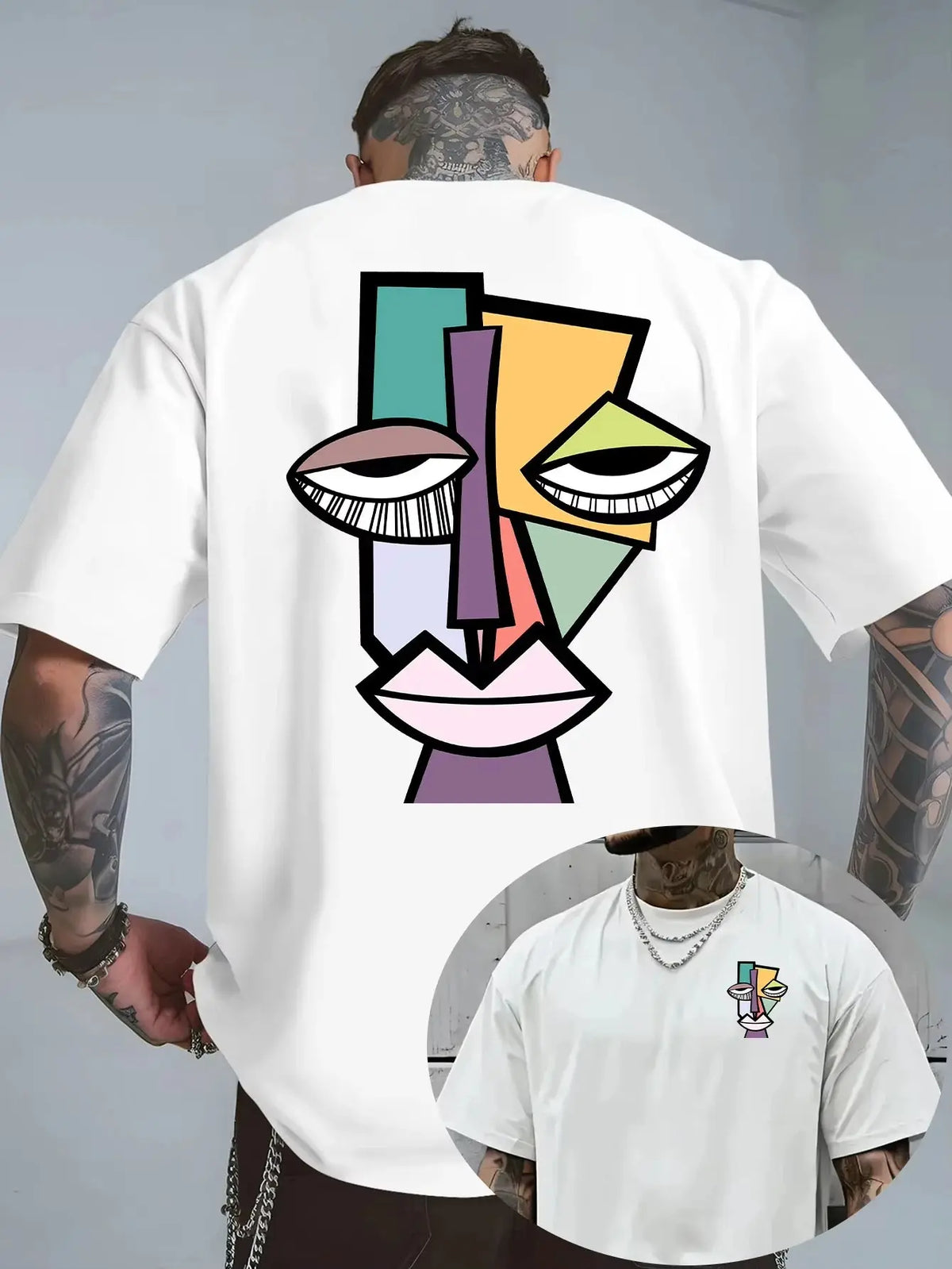 Cubist Art Cotton T-Shirt – Breathable Casual Tee