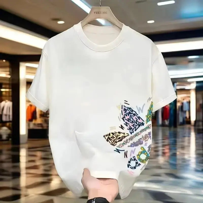 5 Color Unisex Graphic Car Print T-Shirt Crew Neck Top