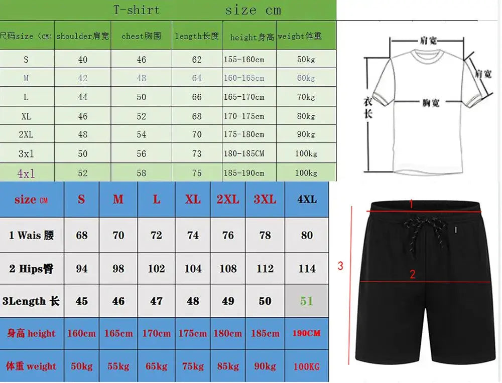 Men’s Summer Sportswear Set T-Shirt And Shorts Quick-Dry