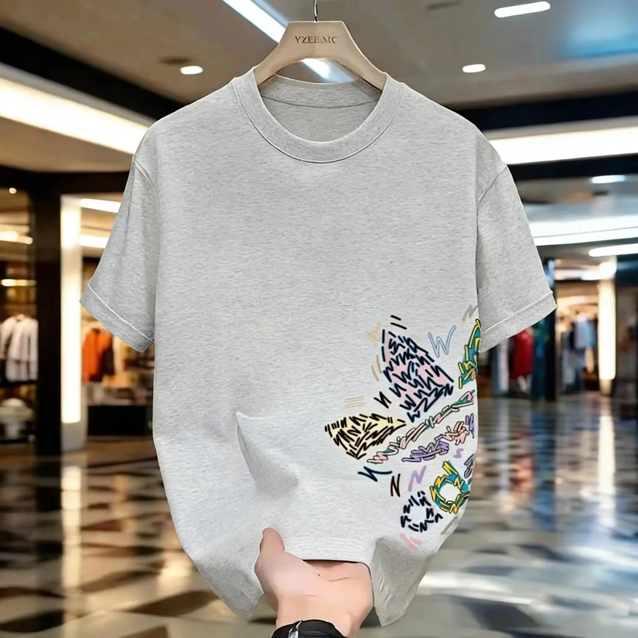 2 Color Unisex Graphic Car Print T-Shirt Crew Neck Top