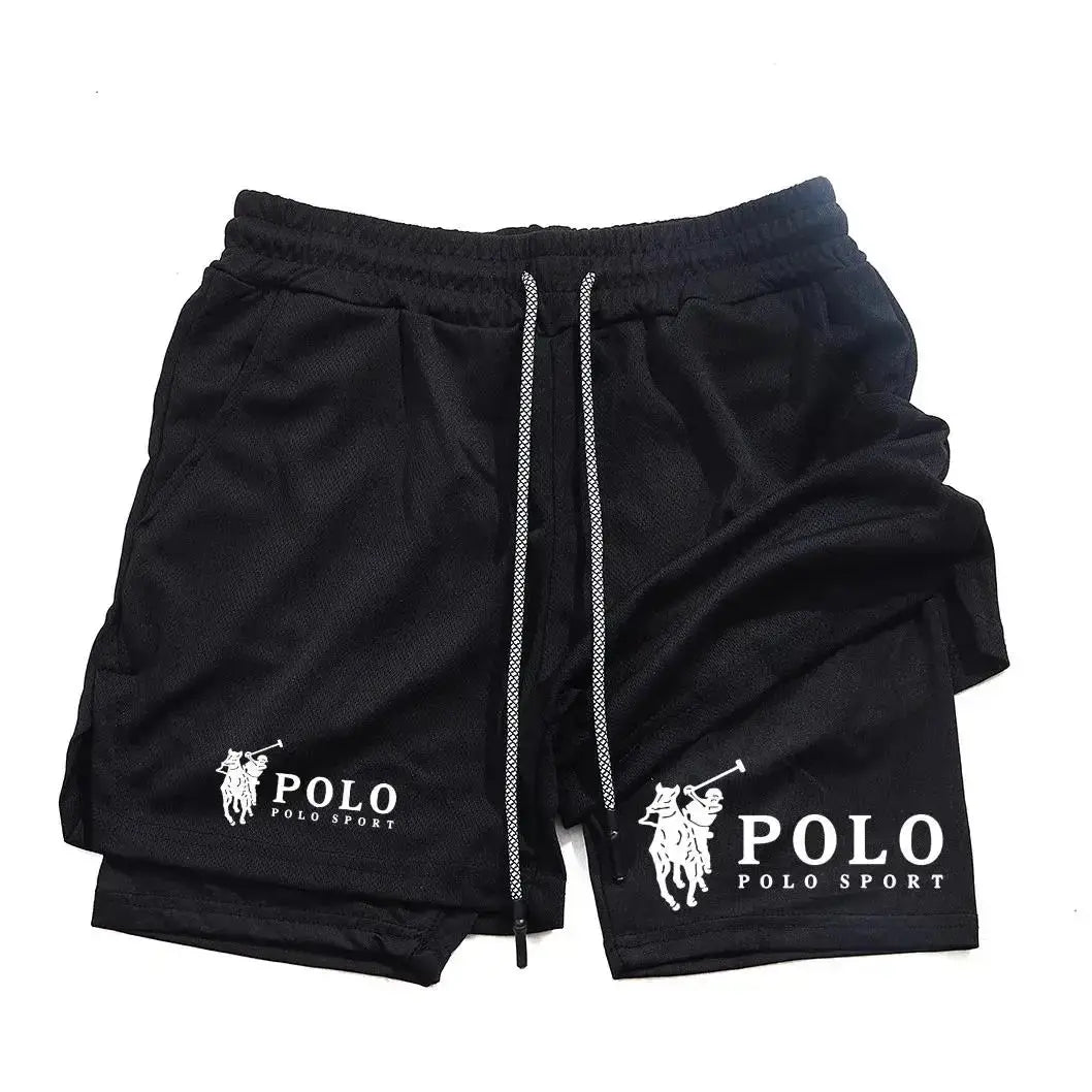 1 Color Men's Quick-Dry 2-in-1 Printed Beach Board Shorts