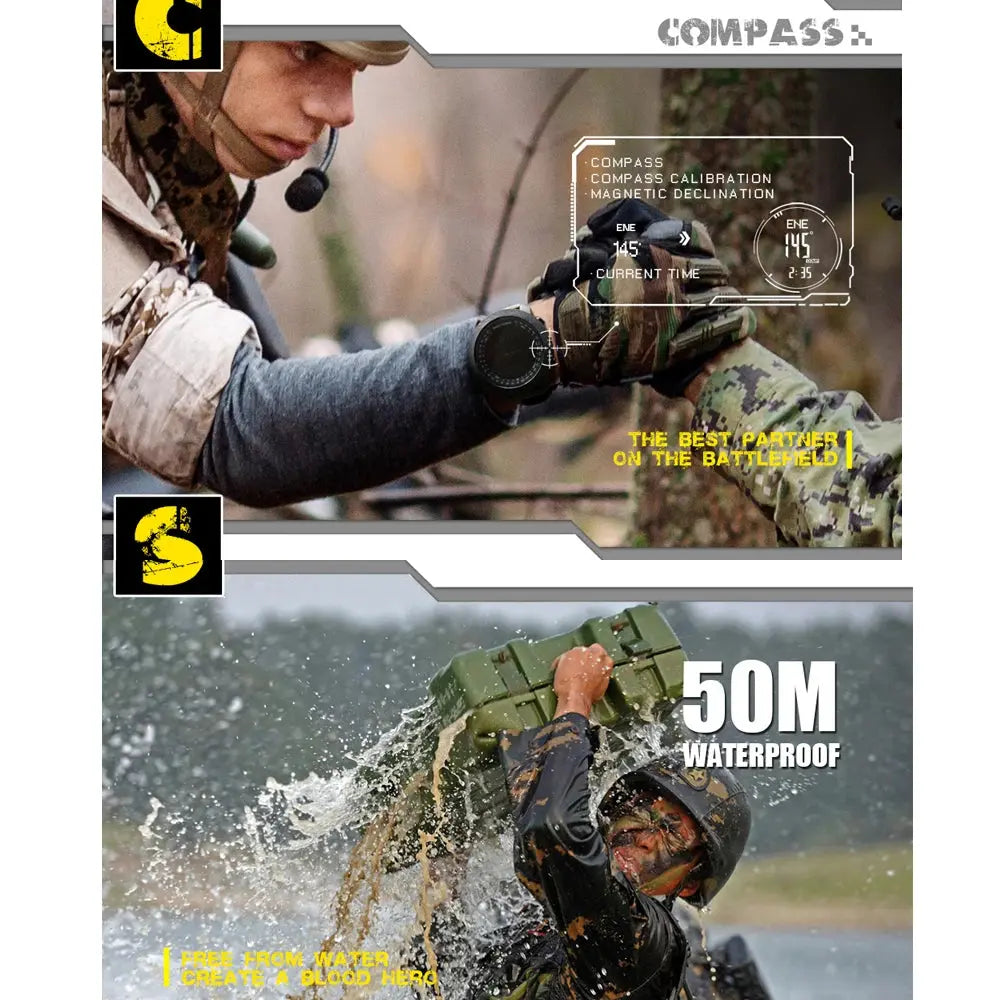 NORTH EDGE Men's Sport Digital Watch Hours Running Swimming Military Army Watches Altimeter Barometer Compass Waterproof 50m